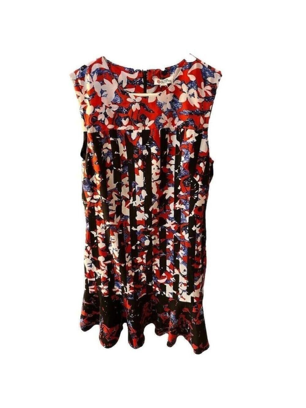 Peter Pilotto Womens Floral Crepe Sheath Dress F16826606 Fluted Hem Black Red - Picture 5 of 14